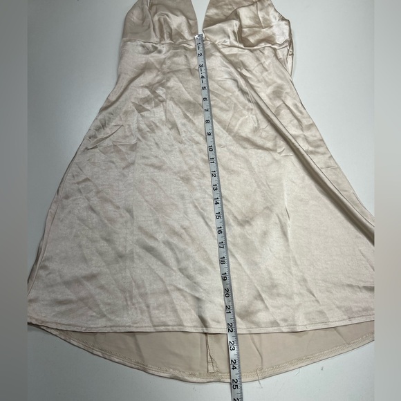 Selfie Leslie Falling Star Plunging Halter Mini Dress New With Tag Champagne M - Picture 7 of 12